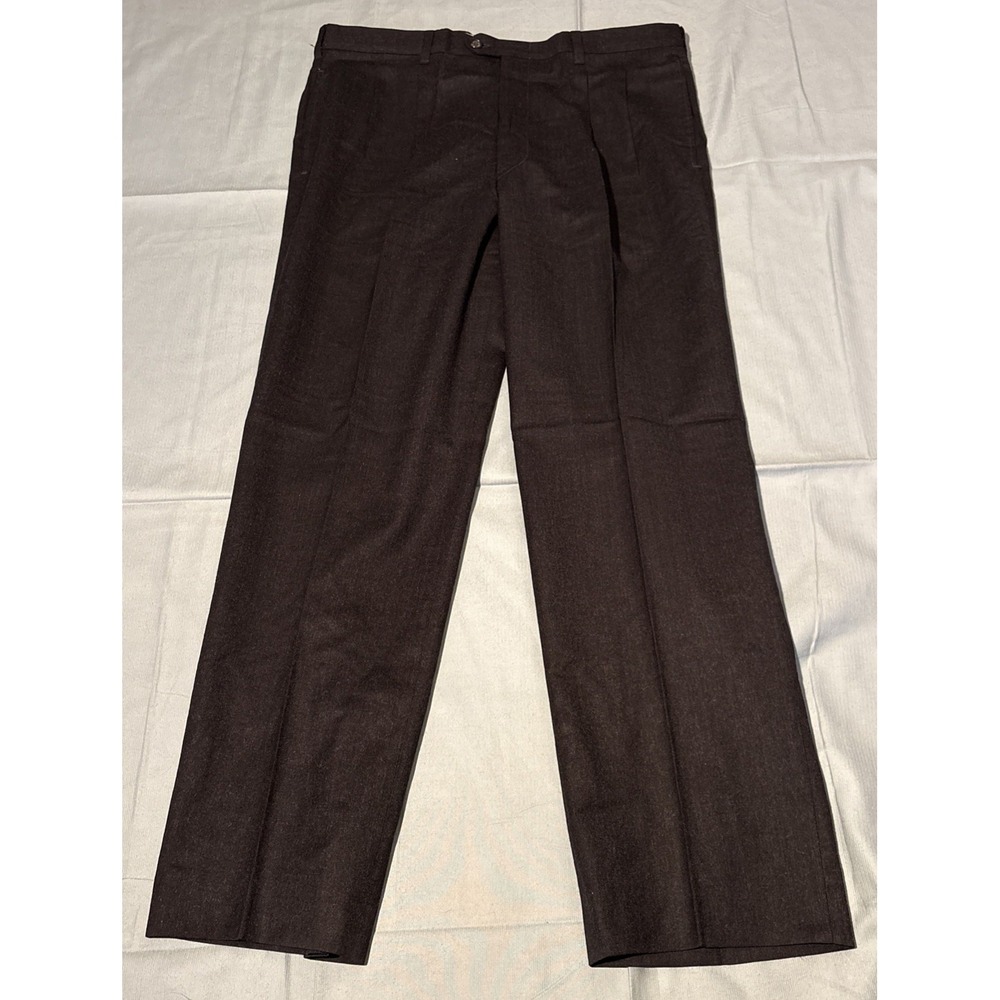 Strathmore by Anderson-Little Mens Brown 100% Pure Wool Dress Pants USA  36x28
